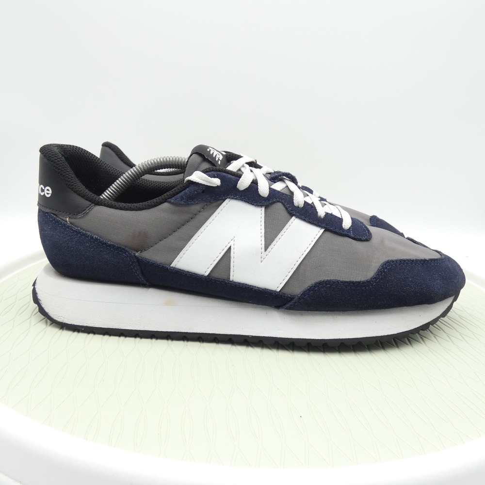 New Balance 237 MS237MGM Grey Navy Blue Suede Nylon Sneakers Mens 11.5